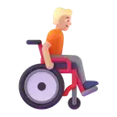 Person in manual wheelchair facing right: medium-light skin tone 3D animated emoji