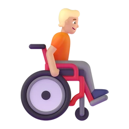 Person in manual wheelchair facing right: medium-light skin tone animated emoji