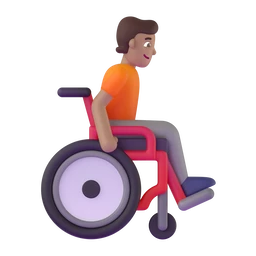 Person in manual wheelchair facing right: medium skin tone animated emoji