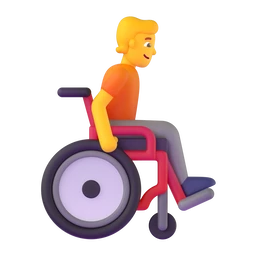 Person in manual wheelchair facing right animated emoji