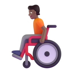 Person in manual wheelchair: medium-dark skin tone animated emoji