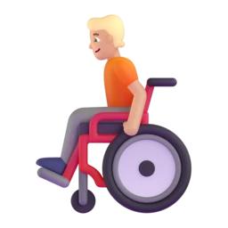 Person in manual wheelchair: medium-light skin tone animated emoji