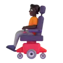 Person in motorized wheelchair: dark skin tone 3D animated emoji