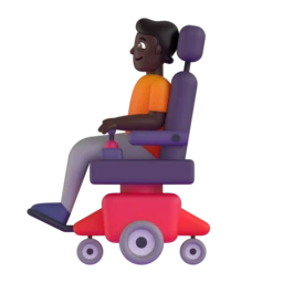Person in motorized wheelchair: dark skin tone animated emoji