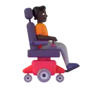 Person in motorized wheelchair facing right: dark skin tone 3D animated emoji