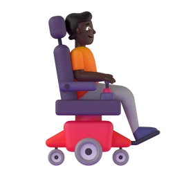 Person in motorized wheelchair facing right: dark skin tone animated emoji