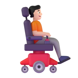 Person in motorized wheelchair facing right: light skin tone animated emoji