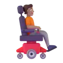 Person in motorized wheelchair facing right: medium skin tone 3D animated emoji