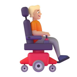Person in motorized wheelchair facing right: medium-light skin tone animated emoji