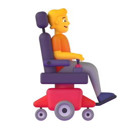 Person in motorized wheelchair facing right animated emoji