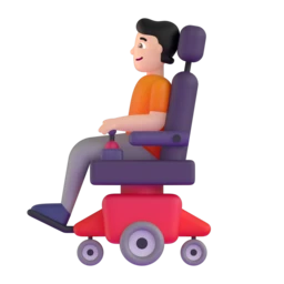 Person in motorized wheelchair: light skin tone animated emoji