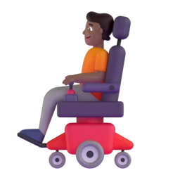 Person in motorized wheelchair: medium-dark skin tone animated emoji