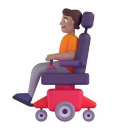 Person in motorized wheelchair: medium skin tone animated emoji