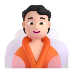 Person in steamy room: light skin tone animated emoji