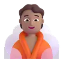 Person in steamy room: medium skin tone 3D animated emoji