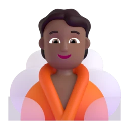 Person in steamy room: medium-dark skin tone animated emoji
