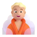 Person in steamy room: medium-light skin tone 3D animated emoji