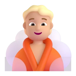 Person in steamy room: medium-light skin tone animated emoji