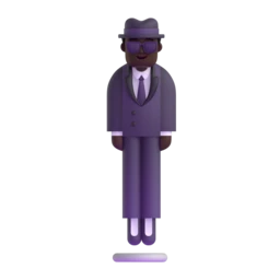 Person in suit levitating: dark skin tone animated emoji