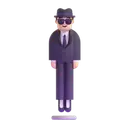 Person in suit levitating: light skin tone 3D animated emoji