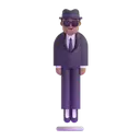Person in suit levitating: medium skin tone 3D animated emoji