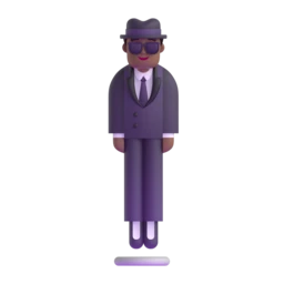 Person in suit levitating: medium-dark skin tone animated emoji