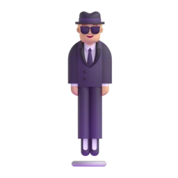 Person in suit levitating: medium-light skin tone animated emoji