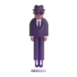 Person in suit levitating: medium skin tone animated emoji