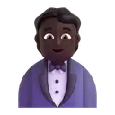 Person in tuxedo: dark skin tone 3D animated emoji