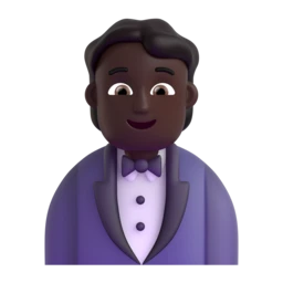 Person in tuxedo: dark skin tone animated emoji