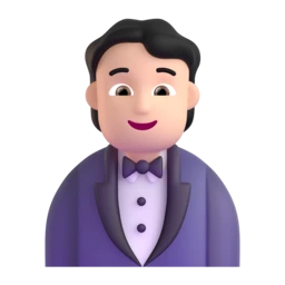 Person in tuxedo: light skin tone animated emoji