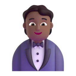 Person in tuxedo: medium-dark skin tone animated emoji
