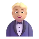 Person in tuxedo: medium-light skin tone 3D animated emoji