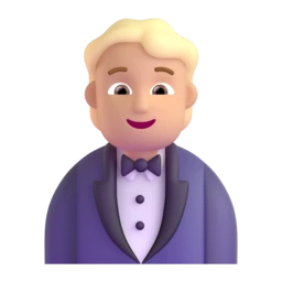Person in tuxedo: medium-light skin tone animated emoji
