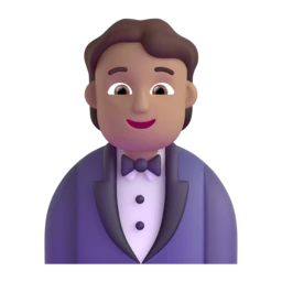 Person in tuxedo: medium skin tone animated emoji