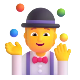 Person juggling animated emoji