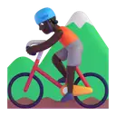 Person mountain biking: dark skin tone 3D animated emoji