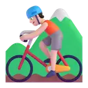 Person mountain biking: light skin tone 3D animated emoji