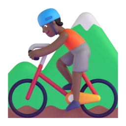 Person mountain biking: medium-dark skin tone animated emoji