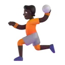 Person playing handball: dark skin tone 3D animated emoji