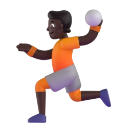 Person playing handball: dark skin tone animated emoji
