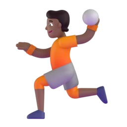 Person playing handball: medium-dark skin tone animated emoji