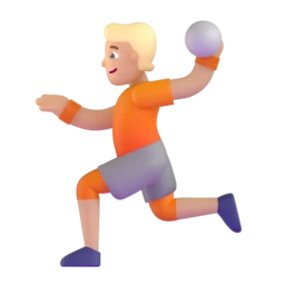 Person playing handball: medium-light skin tone animated emoji