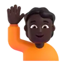 Person raising hand: dark skin tone 3D animated emoji