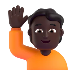 Person raising hand: dark skin tone animated emoji