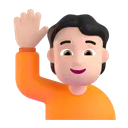 Person raising hand: light skin tone 3D animated emoji