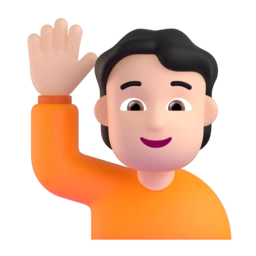 Person raising hand: light skin tone animated emoji