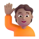 Person raising hand: medium skin tone 3D animated emoji