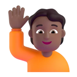 Person raising hand: medium-dark skin tone animated emoji