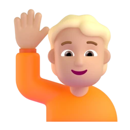 Person raising hand: medium-light skin tone animated emoji